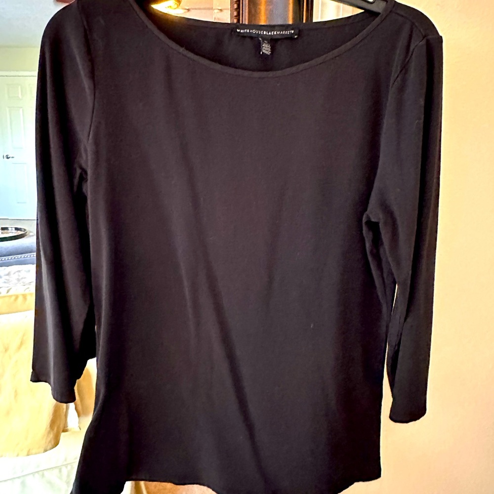EUC WHBM STRETCH 3/4 SLEEVE TOP BLACK SIZE MEDIUM